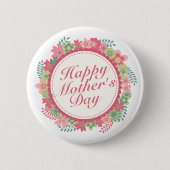Elegant Happy Moederdag Floral Lijst Button (Voorkant)