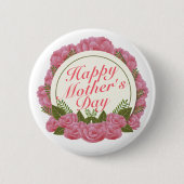 Elegant Happy Moederdag Floral Lijst Button (Voorkant)