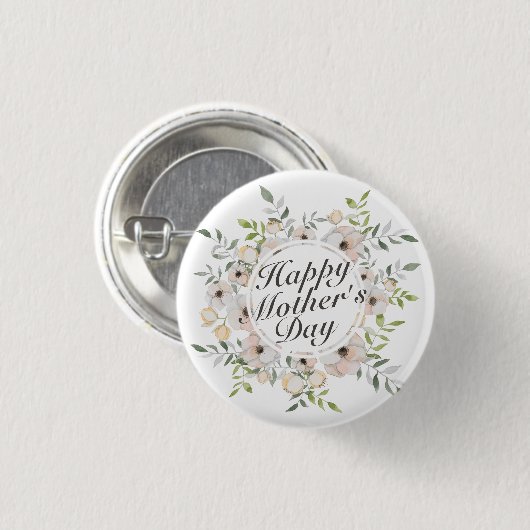 Elegant Happy Moederdag Floral Lijst Button (Voorkant /achterkant)