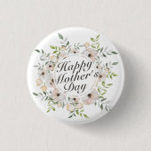 Elegant Happy Moederdag Floral Lijst Button (Voorkant)
