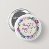 Elegant Happy Moederdag Floral Lijst Button (Voorkant /achterkant)