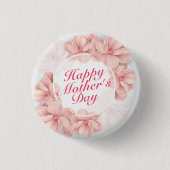 Elegant Happy Moederdag Floral Lijst Button (Voorkant)