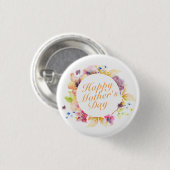 Elegant Happy Moederdag Floral Lijst Button (Voorkant /achterkant)