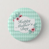 Elegant Happy Moederdag Floral Lijst Button (Voorkant)