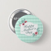 Elegant Happy Moederdag Floral Lijst Button (Voorkant /achterkant)
