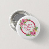 Elegant Happy Moederdag Floral Lijst Button (Voorkant /achterkant)