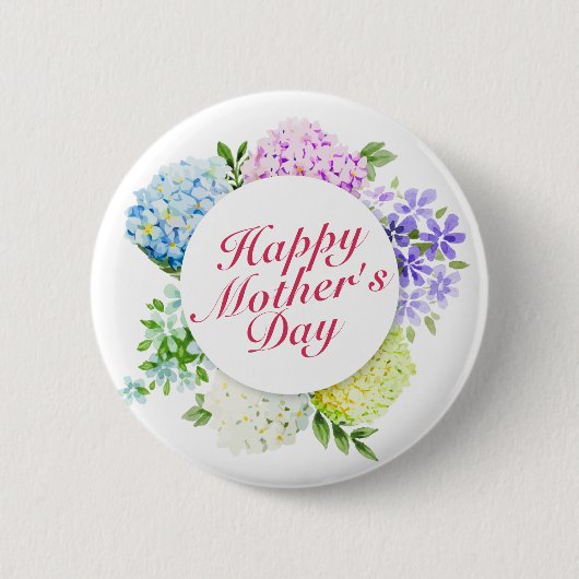 Elegant Happy Moederdag Floral Lijst Button (Voorkant)