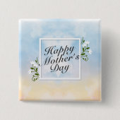 Elegant Happy Moederdag Floral Lijst Button (Voorkant)