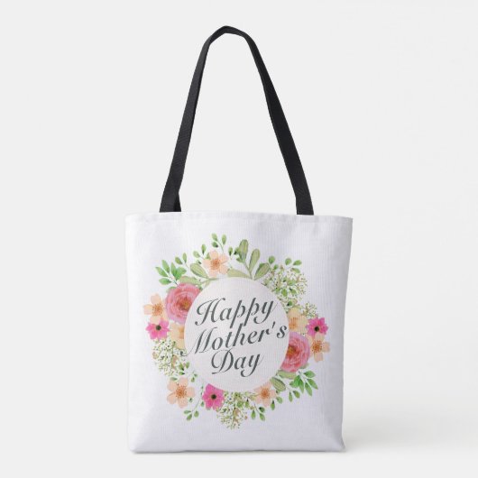 Elegant Happy Moederdag Floral Lijst Canvas tas (Achterkant)