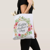 Elegant Happy Moederdag Floral Lijst Canvas tas (Dichtbij)