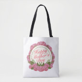 Elegant Happy Moederdag Floral Lijst Canvas tas (Voorkant)