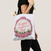 Elegant Happy Moederdag Floral Lijst Canvas tas (Dichtbij)