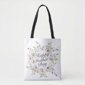 Elegant Happy Moederdag Floral Lijst Canvas tas (Voorkant)