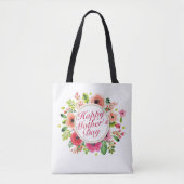 Elegant Happy Moederdag Floral Lijst Canvas tas (Voorkant)