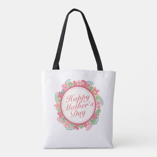 Elegant Happy Moederdag Floral Lijst Canvas tas (Achterkant)