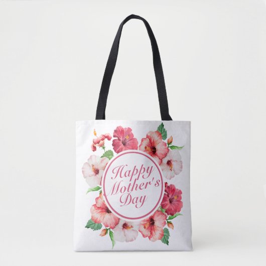 Elegant Happy Moederdag Floral Lijst Canvas tas (Voorkant)