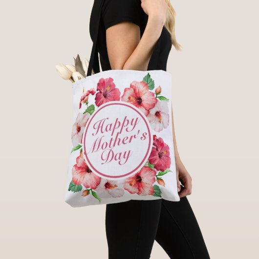 Elegant Happy Moederdag Floral Lijst Canvas tas (Dichtbij)