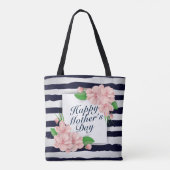 Elegant Happy Moederdag Floral Lijst Canvas tas (Achterkant)