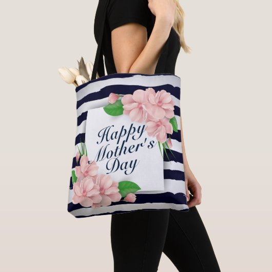 Elegant Happy Moederdag Floral Lijst Canvas tas (Dichtbij)