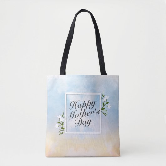 Elegant Happy Moederdag Floral Lijst Canvas tas (Voorkant)
