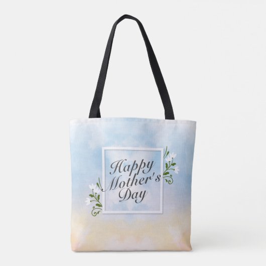 Elegant Happy Moederdag Floral Lijst Canvas tas (Achterkant)