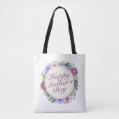 Elegant Happy Moederdag Floral Lijst Canvas tas (Voorkant)