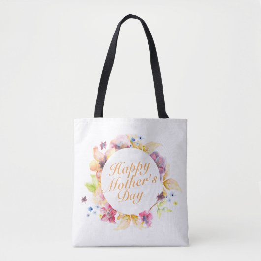 Elegant Happy Moederdag Floral Lijst Canvas tas (Voorkant)