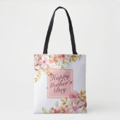 Elegant Happy Moederdag Floral Lijst Canvas tas (Voorkant)