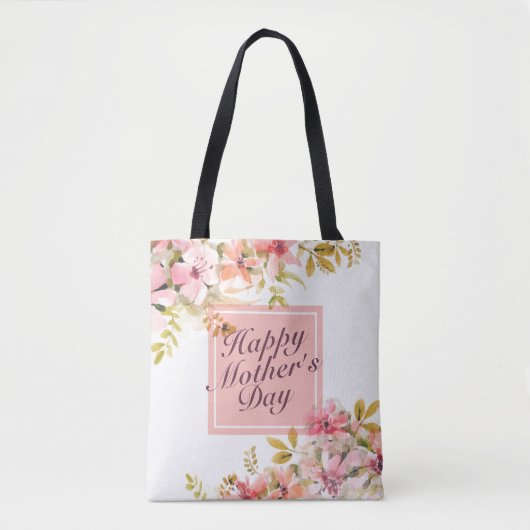 Elegant Happy Moederdag Floral Lijst Canvas tas (Voorkant)