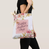 Elegant Happy Moederdag Floral Lijst Canvas tas (Dichtbij)