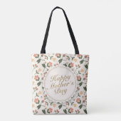 Elegant Happy Moederdag Floral Lijst Canvas tas (Achterkant)