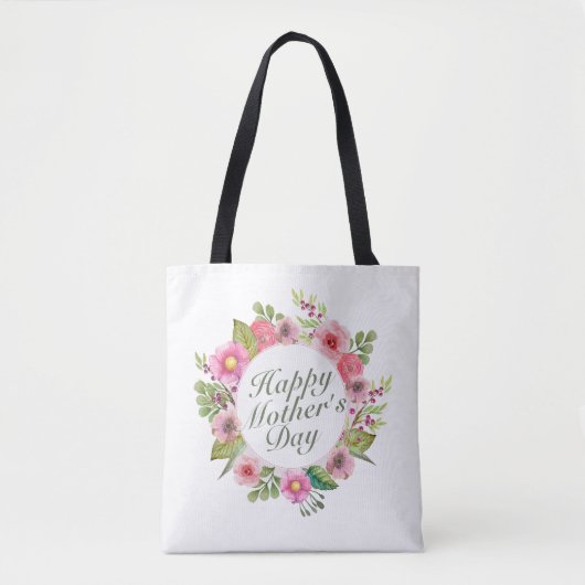 Elegant Happy Moederdag Floral Lijst Canvas tas (Voorkant)