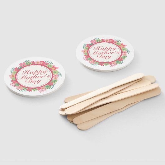 Elegant Happy Moederdag Floral Lijst Hand Fan Handwaaier (Niet-gemonteerd)