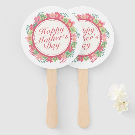 Elegant Happy Moederdag Floral Lijst Hand Fan Handwaaier (Voorkant en achterkant)