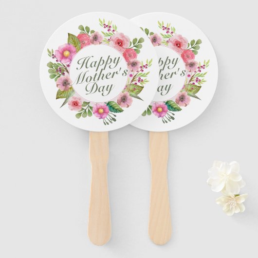 Elegant Happy Moederdag Floral Lijst Hand Fan Handwaaier (Voorkant en achterkant)