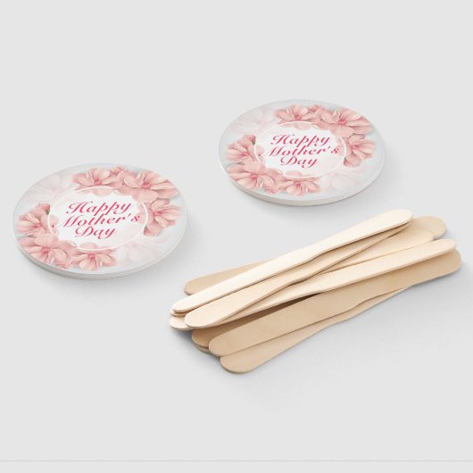 Elegant Happy Moederdag Floral Lijst Hand Fan Handwaaier (Niet-gemonteerd)