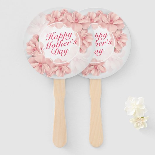 Elegant Happy Moederdag Floral Lijst Hand Fan Handwaaier (Voorkant en achterkant)