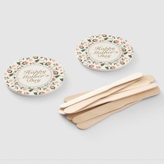 Elegant Happy Moederdag Floral Lijst Hand Fan Handwaaier (Niet-gemonteerd)