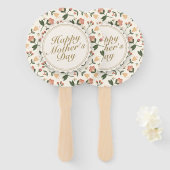 Elegant Happy Moederdag Floral Lijst Hand Fan Handwaaier (Voorkant en achterkant)