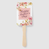 Elegant Happy Moederdag Floral Lijst Hand Fan Handwaaier (Achterkant)