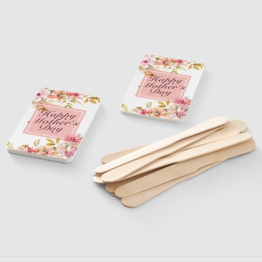 Elegant Happy Moederdag Floral Lijst Hand Fan Handwaaier (Niet-gemonteerd)