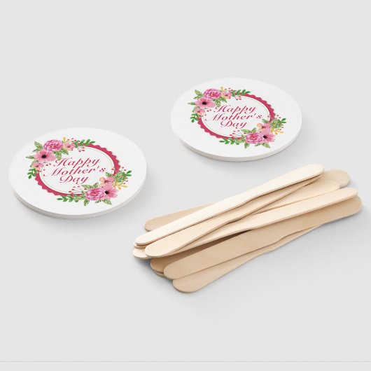 Elegant Happy Moederdag Floral Lijst Hand Fan Handwaaier (Niet-gemonteerd)