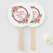 Elegant Happy Moederdag Floral Lijst Hand Fan Handwaaier (Voorkant en achterkant)