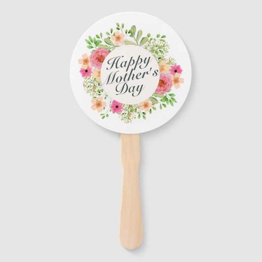 Elegant Happy Moederdag Floral Lijst Hand Fan Handwaaier (Voorkant)