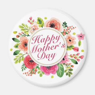 Elegant Happy Moederdag Floral Lijst Magnet