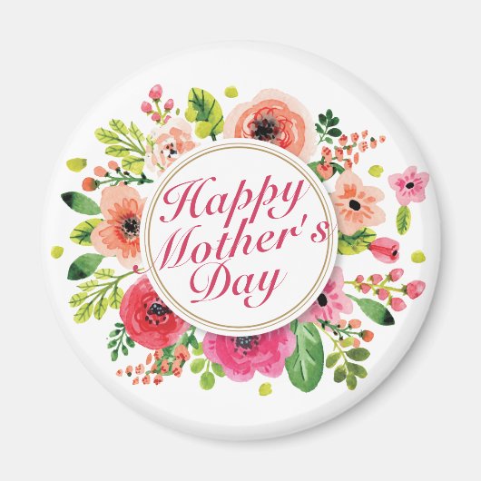 Elegant Happy Moederdag Floral Lijst Magnet (Voorkant)