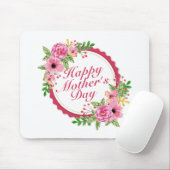 Elegant Happy Moederdag Floral Lijst Mousepad Muismat (Met muis)