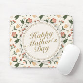 Elegant Happy Moederdag Floral Lijst Mousepad Muismat (Met muis)