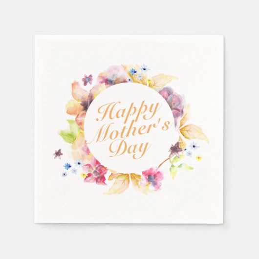 Elegant Happy Moederdag Floral Lijst Napkin Servet (Voorkant)
