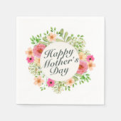 Elegant Happy Moederdag Floral Lijst | Napkin Servet (Voorkant)